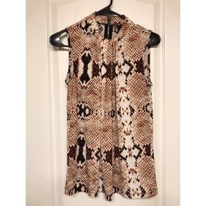 Snakeskin-patterned Sleeveless Blouse